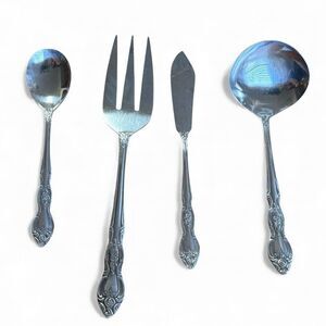 Vintage Lusterware Serving Set of 4 Stainless Steel